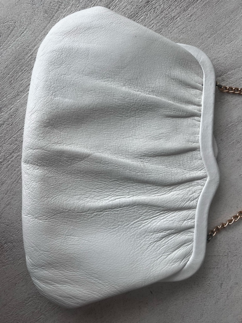 Vintage‎ Ande White Leather Chain-Strap Shoulder Bag Clutch - Picture 2 of 7